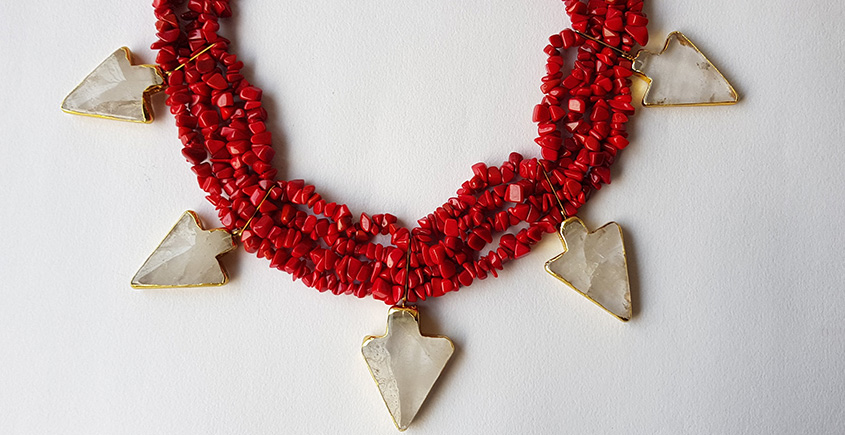Meera ✺ Stone Jewelry ✺ Long Red Stones Necklace { X }